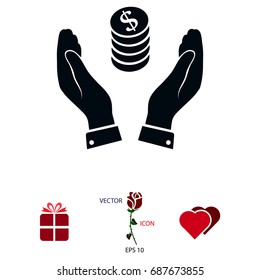 Pictograph of money in hand icon, vector best flat icon, EPS