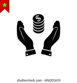 Pictograph of money in hand icon, vector best flat icon, EPS