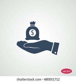 Pictograph of money in hand, vector best flat icon, EPS