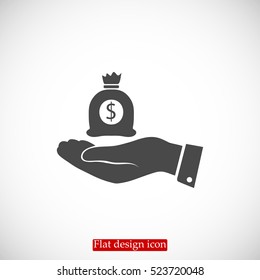 Pictograph of money in hand, vector best flat icon, EPS