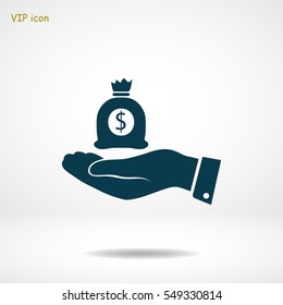 Pictograph of money in hand, vector best flat icon, EPS