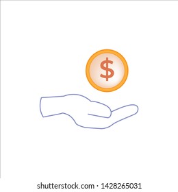 Pictograph of money in hand. Vector icon 10 EPS