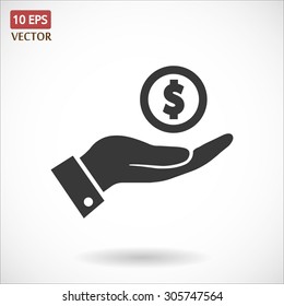 Pictograph Of Money In Hand. Vector Icon 10 EPS