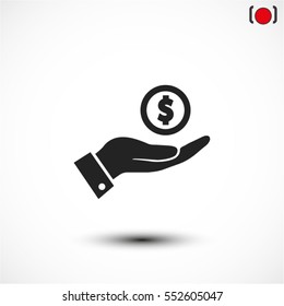 Pictograph Of Money In Hand. Vector Icon 10 EPS