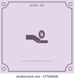 Pictograph of money in hand Vector Icon.