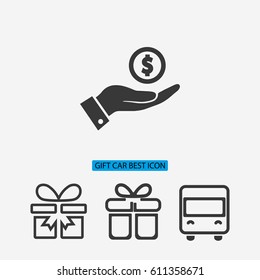 Pictograph of money in hand. Vector icon 10 EPS