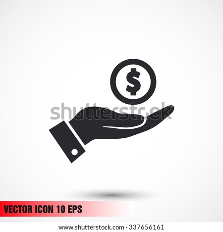 Pictograph of money in hand. Vector icon 10 EPS