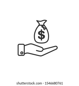 Pictograph of money on hand Icon vector sign isolated for graphic and web design. money on hand symbol template color editable on white background.