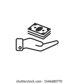 Pictograph of money on hand Icon vector sign isolated for graphic and web design. money on hand symbol template color editable on white background.