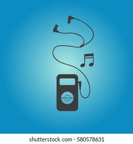 Pictograph of Mp3 player. Flat vector illustration in black on white background.