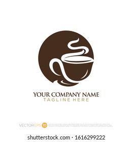 Pictograph of mug coffee or tea cup in stain ring for template logo, icon, identity vector designs, and graphic resources.