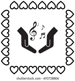 Pictograph of music notes with hands