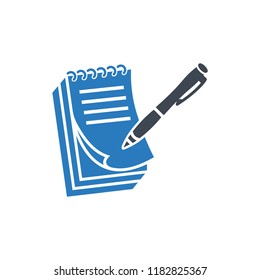 Pictograph of note icon - glyph style design vector blue