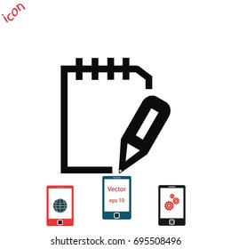 Pictograph of note icon, Vector EPS 10 illustration style