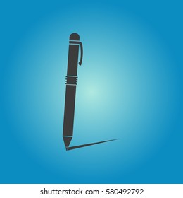 Pictograph of Pen. Flat vector illustration in black on white background.