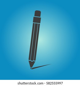 Pictograph of pencil. Flat vector illustration in black on white background.