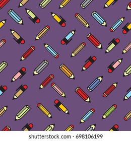 Pictograph of pencils seamless pattern for background or illustrations vector design