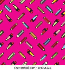 Pictograph of pencils seamless pattern for background or illustrations vector design