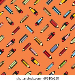 Pictograph of pencils seamless pattern for background or illustrations vector design