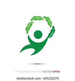 Pictograph of people health care nature and human figure with leaves for icon, logo and identity designs