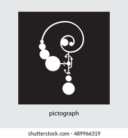 Pictograph, pictogram . Illustration a fantasy pentagram with magic symbols in t black and white variant
