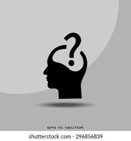 Pictograph of question mark and man