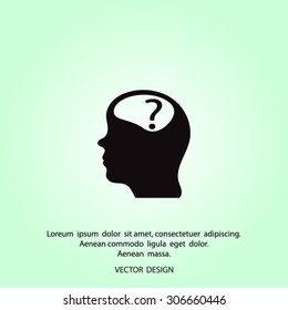 Pictograph of question mark and man