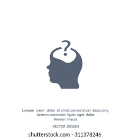 Pictograph of question mark and man