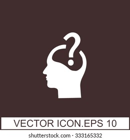 Pictograph of question mark and man
