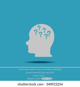 Pictograph of question mark and man
