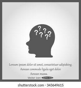 Pictograph of question mark and man