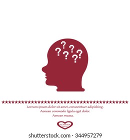 Pictograph of question mark and man