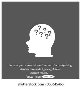 Pictograph of question mark and man