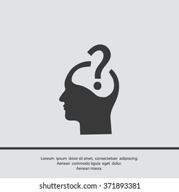 Pictograph of question mark and man
