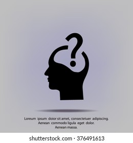Pictograph of question mark and man