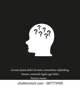 Pictograph of question mark and man