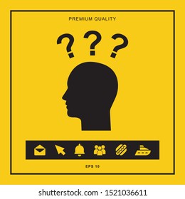 Pictograph of question mark and man icon illustration isolated vector sign symbol