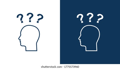 Pictograma del signo de interrogación y de la ilustración del icono de hombre símbolo vectorial aislado