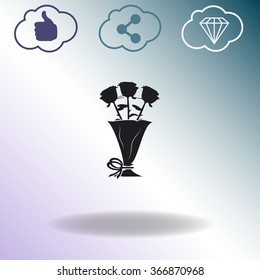Pictograph of rose vector icon.
