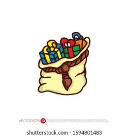 Pictograph of santa's sack of present or gift for template logo, icon, and identity vector designs.