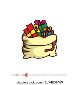 Pictograph of santa's sack of present or gift for template logo, icon, and identity vector designs.