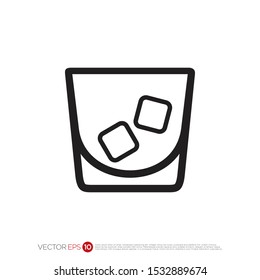 Pictograph of Shot Glass with rock ice for template logo, icon, and identity vector designs.
