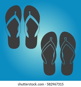 Pictograph of slippers. Flat vector illustration in black on white background.