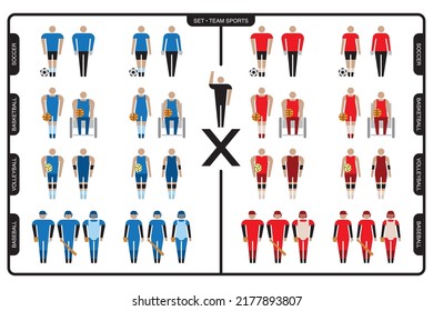 Pictograph Style Character Set - Team Sports