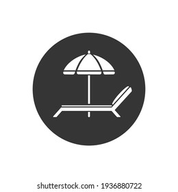 Pictograph summer vacation beach icon umbrella and chair relax travel on white background