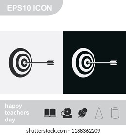 Pictograph of target flat black and white vector icon.