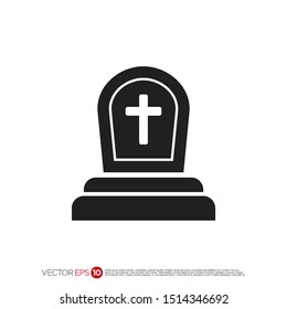 Pictograph of tombstone for template logo, icon, and identity vector designs.
