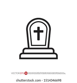 Pictograph of tombstone for template logo, icon, and identity vector designs.

