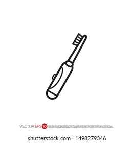 Pictograph of toothbrush and toothpaste for template logo, icon, and identity vector designs.