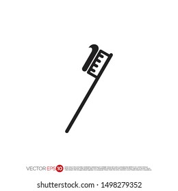 Pictograph of toothbrush and toothpaste for template logo, icon, and identity vector designs.